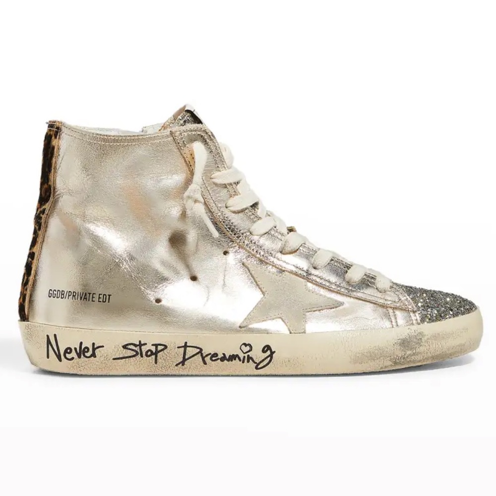 Authentic Golden Goose Francy Metallic Leather Never Stop Dreaming Sneakers